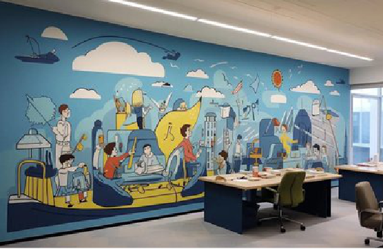 正阳办公室墙绘的特点。