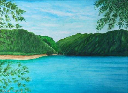 正阳在墙绘中,如何绘画绿水青山?